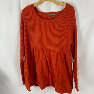Jessica  London Orange Ribbed Long Sleeve Tunic Top Women's 22/24